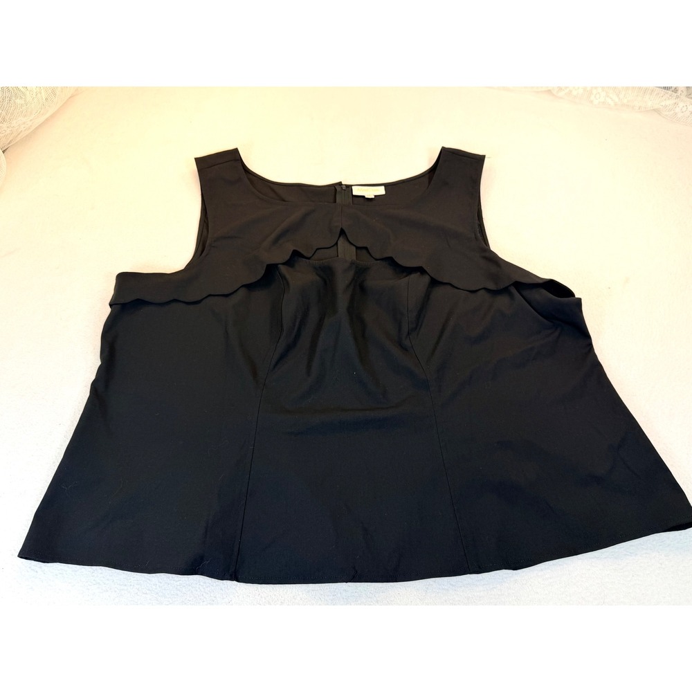 ModCloth Scalloped Cutout Top Women 4X Black Retro Chic